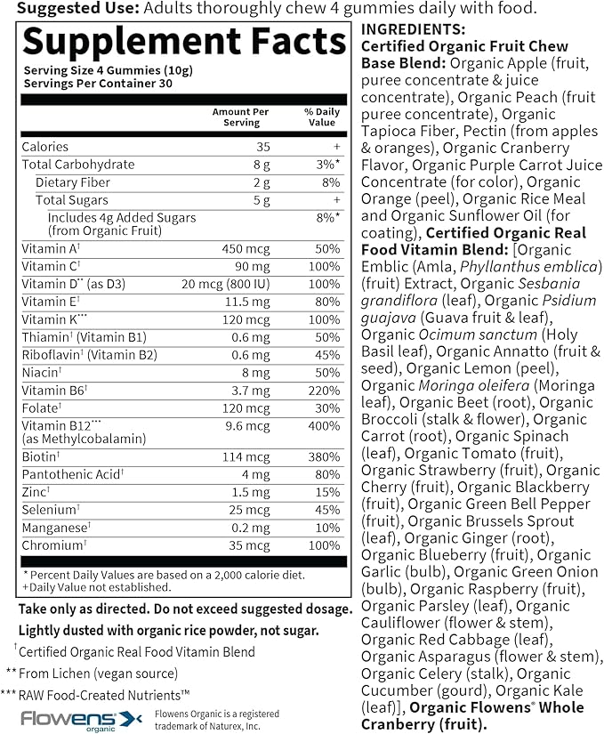Garden of Life Organics Men 40+ Gummy Vitamins - Berry - Certified Organic Non-GMO Vegan Kosher Complete Multi - Methyl B12 C &amp D3 - Gluten Soy &amp Dairy Free 120 Real Fruit Gummies (Pack