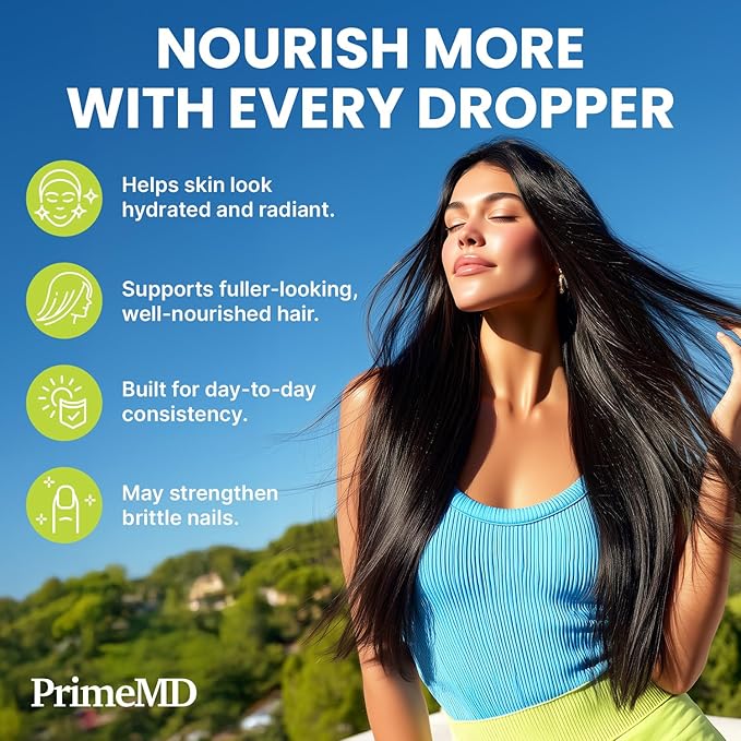 Lemon Lime Liquid Collagen Drops With Liquid Biotin For Radiant Hair Smooth Skin Strong Nails | Daily Peptides Support Collagen For Women &amp Men | Great-Tasting Easy Dropper-Ready 2 Fl Oz (2 P