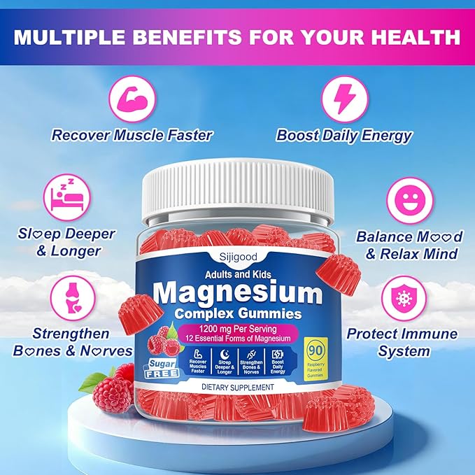 180 Count | Magnesium Complex Gummies for Women &amp Men 12 Forms of Magnesium (Glycinate Citrate&amp More) Magnesium Supplement with Ashwagandha – Supports Sl♡ep Bone Energy Raspberry Flavor