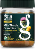 Gaia Herbs Milk Thistle Gummies - Herbal Supplement with Antioxidant Properties for Liver Health &amp Liver Detox - Lemon Flavored - 60 Vegan Gummies