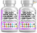 Clean Nutraceuticals Collagen Pills 1000mg Biotin 10000mcg Keratin Saw Palmetto Hyaluronic Acid - Hair Skin &amp Nails Vitamins &amp DHT Blocker (90 Count (Pack of 2))