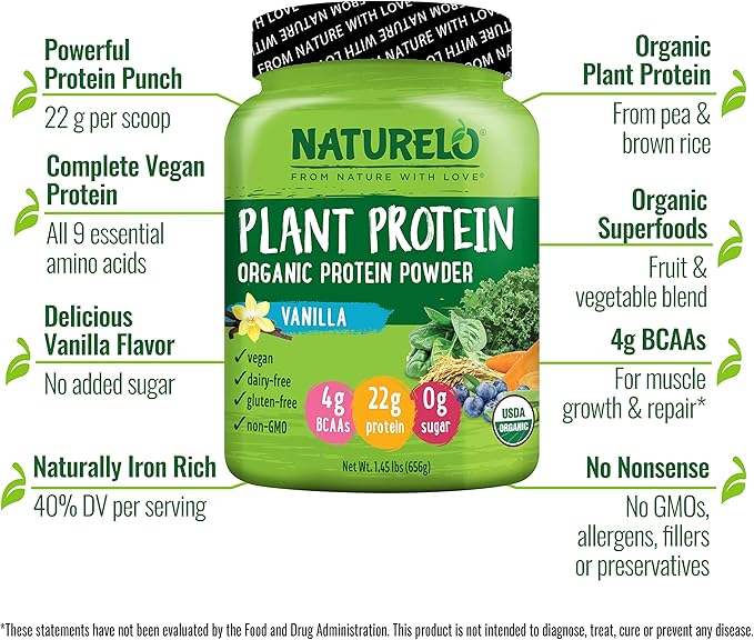 NATURELO Vegan Plant Protein Powder - Vanilla and Chocolate Bundle - 40 Servings