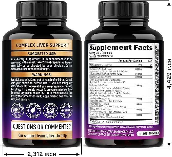 NUTRAHARMONY Liver Support &amp Magnesium Glycinate with Glycine Capsules