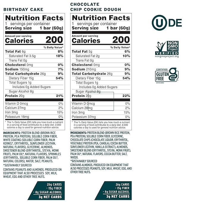 No Cow Vegan Protein Bars Upgraded Brand Sampler Pack | 20g Plant Based Protein Gluten Free Dairy Free Soy Free Keto Friendly Low Sugar High Fiber Snack Bars | Pack of 12