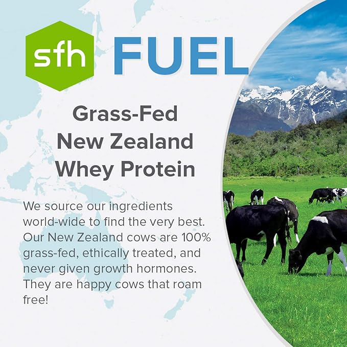SFH Fuel Whey Protein Powder Great Tasting Grass Fed Whey | MCTs &amp Fiber for Energy | All Natural | Soy Free Gluten Free No RBST No Artificial Flavors (Coconut (2lb Bag))