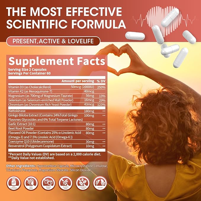 Magnesium Taurate Capsules 12-in-1 Complex - Beet Root CoQ10 Resveratrol for Heart Support Immue Support High Absorption Magnesium Taurate Complex Supplement for Men and Women 120 Capsules
