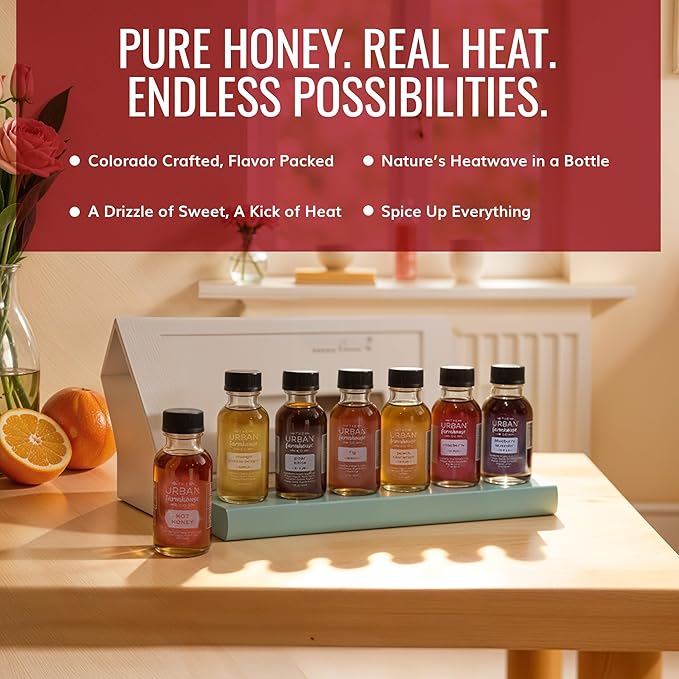 The Urban Farmhouse Co. Organic Vinegar Shrub Shot Variety Box – 1 oz Bottles – Small-Batch Apple Cider Drinking Vinegar with Herbs &amp Spices – No Sugar Added – Cocktail Mixer Gut Health Tonic – H