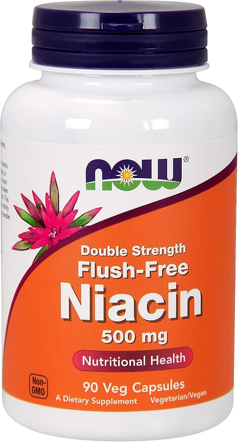 NOW Foods Flush Free Niacin Double Strength 640mg 90 vcaps (Pack of 2)