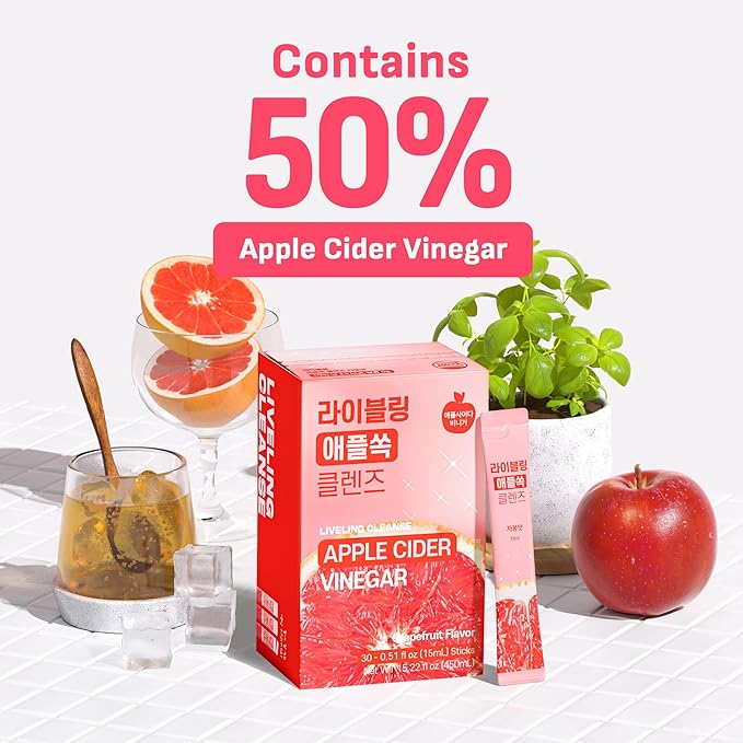 LIVELING] Apple&ampPineapple Cider Vinegar Duo pack3 Natural Cleanse with Premium Nutritional Ingredients pH Balance Zero Sugar Easy Cut &amp Easy Mix (60 Sticks)