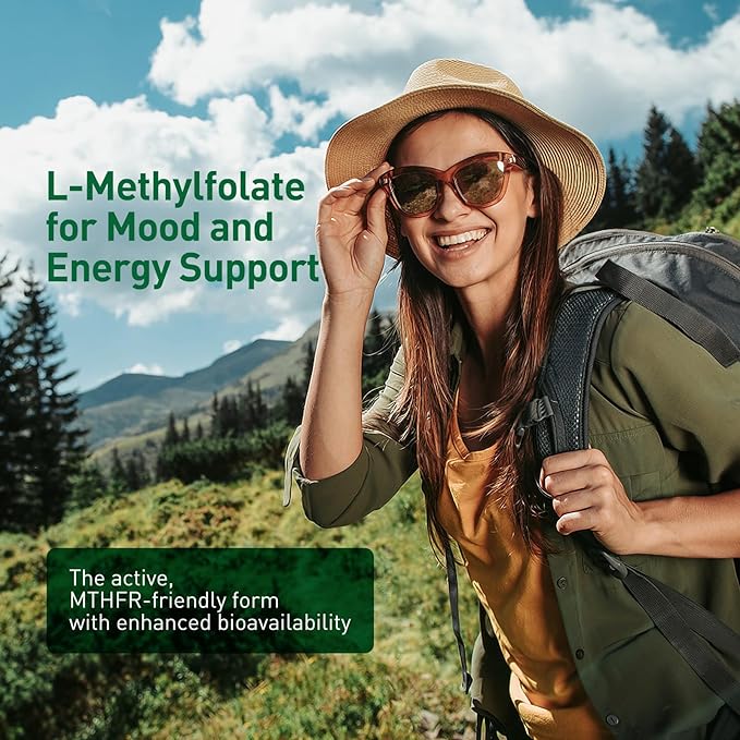 Active folate (5-MTHF) with Vitamins B Complex B12 B2 and B6 - Supports methylation and Healthy Level of homocysteine - Gluten-Free Dairy-Free Soy-Free - 60 Capsules 5mg L-Methylfolate
