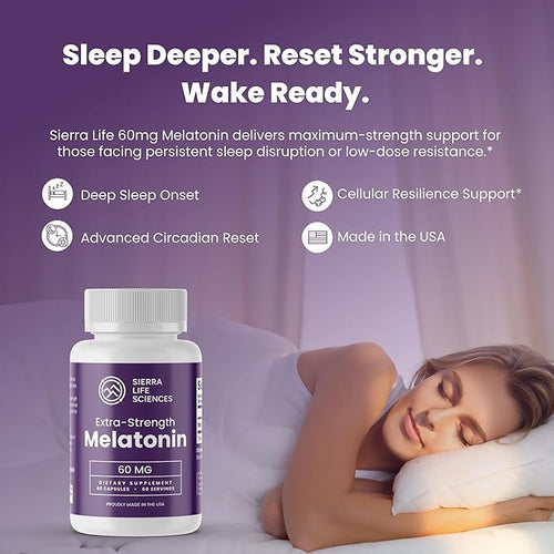 60 mg High Dosage Melatonin in Easy-to-Swallow Capsules - 120 Servings