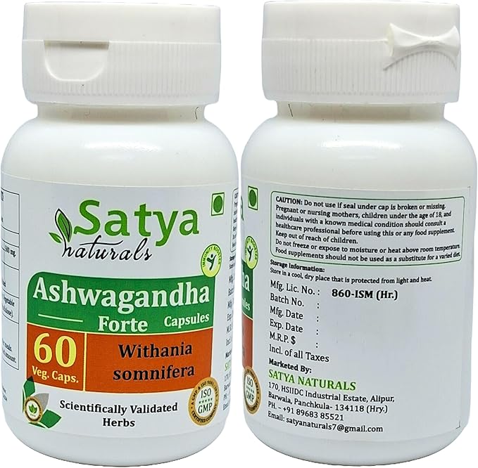 Ashwagandha Forte Capsules 500 mg. 60 Veg. Capsule | Ashwagandha (Withania Sominfera) Extract Capsules for Men and women | Ayurvedic Herbal Supplement/Remedies | 10:1 Forte (2 Bottles of 60 Capsules)