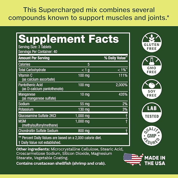 Life's Fortune Triple Strength Glucosamax - 1000mg Premium Glucosamine Chondroitin and MSM Supplement with Vitamin C for Joint Comfort &amp Mobility 120 Tab