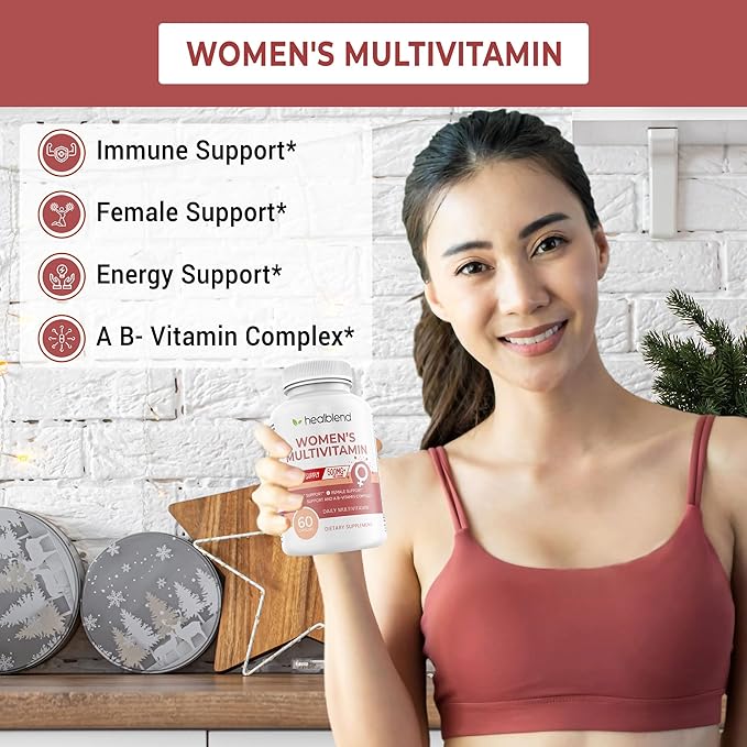 Women's Multivitamin with Biotin (Without Iron) - 20 Essential Vitamins and Minerals Supports General Health Energy &amp Immunity - 60 Capsules (2)