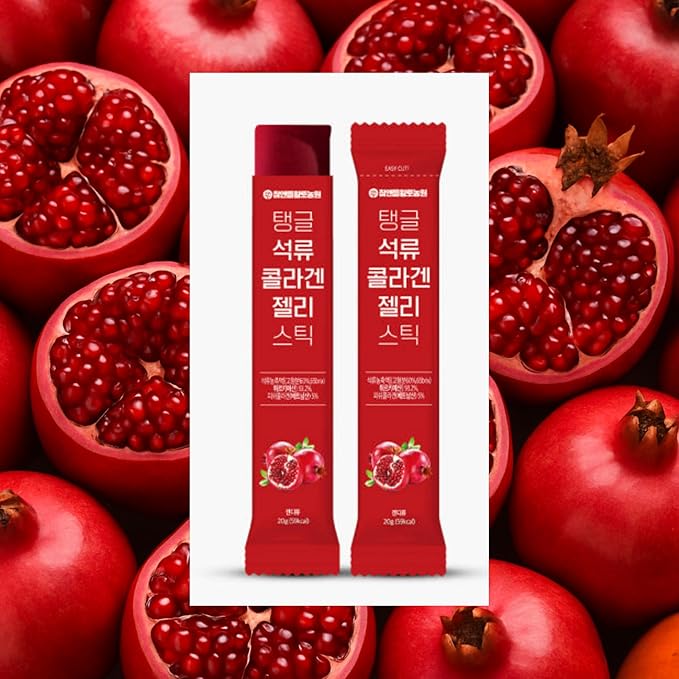 Cham&ampDeul Pomegranate Collagen Jelly Stick 20g - 15 Sticks - 1000mg Low Molecular Fish Collagen for Skin &amp Hydration - Tangy Pomegranate Flavor Portable Korean Collagen Jelly - 콜라겐 젤리스틱
