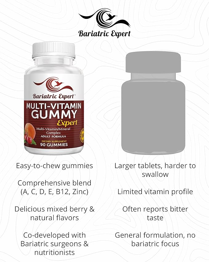 Bariatric Expert Multivitamin Gummies – Fast-Melting Dietary Supplement for Adults Post-Gastric Sleeve and Bypass Nutritionist Recommended 90 Count
