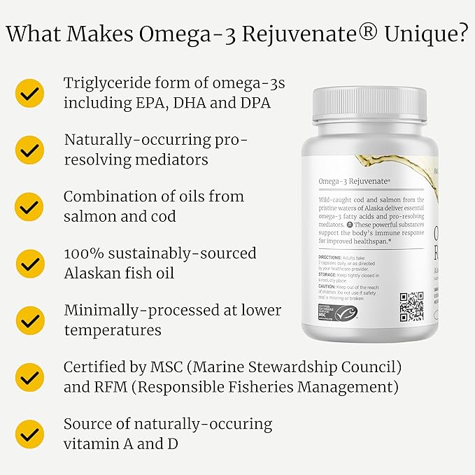 BIG BOLD HEALTH Longevity Bundle - Complete Immune System Support with HTB Rejuvenate Omega-3 &amp Microbiome Supplement - Non-GMO Gluten-Free Immune System Booster w/Polyphenols Prebiotics &amp
