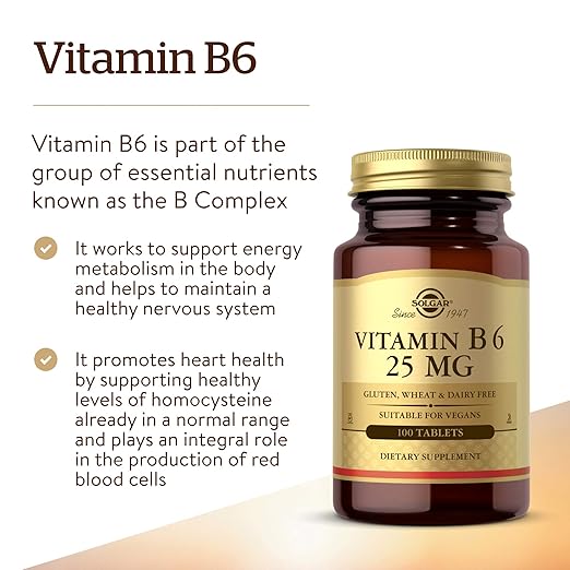 SOLGAR Vitamin B Bundle: B6 25 mg 100 Tablets + Sublingual B12 1000 mcg Nuggets 250 Count + B2 (Riboflavin) 100mg 100 Vegetable Capsules