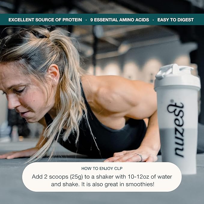 Nuzest Vegan Pea Protein Powder - Smooth Vanilla Flavor 8.8 oz + 24 oz Sports Shaker