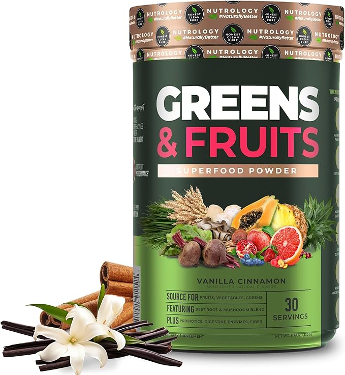 Nutrology TRIPACT Protein Powder 7-in-1 Meal Replacement Shake Creamy Chocolate (40 Servings) Greens &amp Fruits Powder-Naturally Sourced Superfood Vanilla Cinnamon (30 Servings)