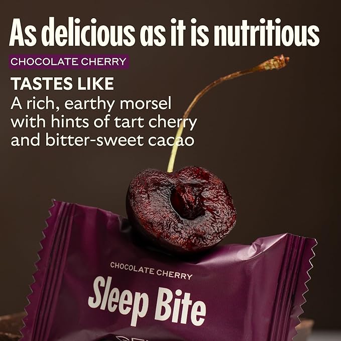 GEM Sleep Aid Nighttime Bite Melatonin Free L-Theanine Magnesium Valerian Root Extract | Vegan and Gluten Free | Earthy Chocolate Cherry (28 Pack)