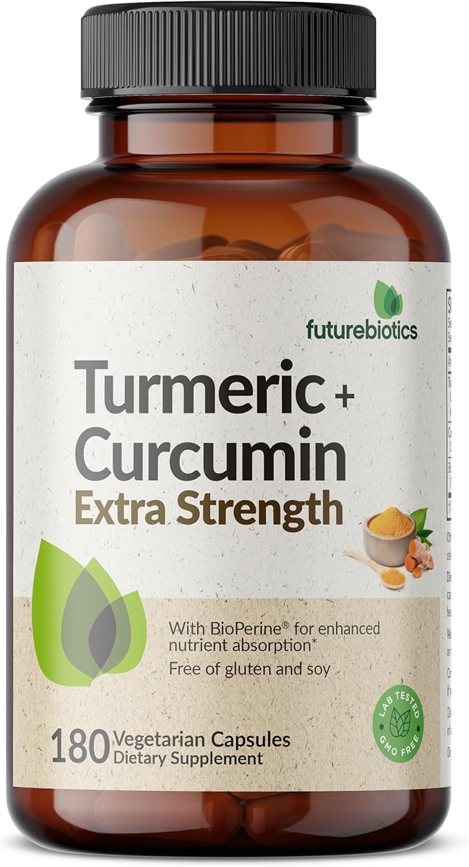 Futurebiotics Turmeric + Curcumin Antioxidant Joint &amp Digestion Support with BioPerine for Enhanced Nutrient Absorption Non-GMO 180 Vegetarian Capsules