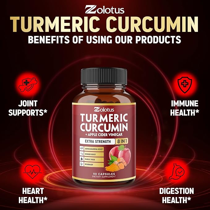 2packs 90 Capsules Turmeric Curcumin + Apple Cinder Vinegar Capsules 6 Month Supply with Ashwagandha Ginger 95% Standardized Curcuminoids Joint &amp Absorption Support