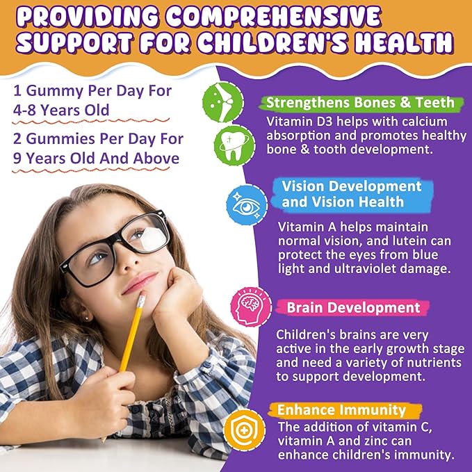 2 Pack Omega 3 Gummies + 1 Pack Kid Calcium Gummies 300mg Calcium Citrate + Vitamin D3 K2 MK-7