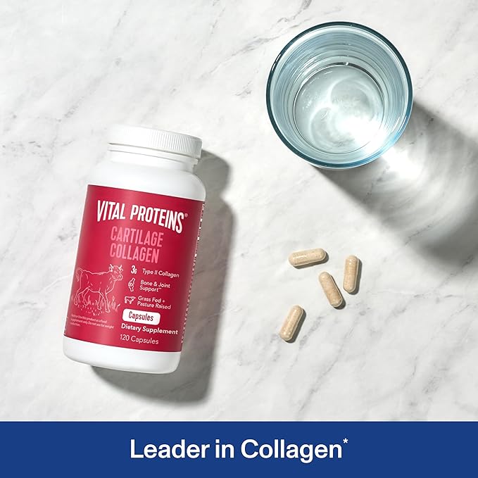 Vital Proteins Cartilage Collagen Pills Type II Collagen &amp Chondroitin Sulfate Supplement for Recovery &amp Healthy Hair Skin Nails and Joints - 750 mg Serving with 120 Capsules