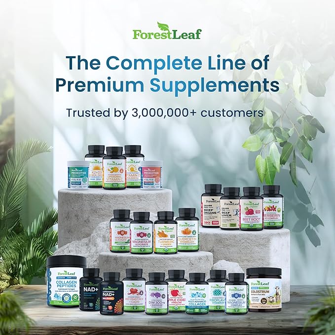ForestLeaf Collagen Peptides Powder Unflavored - Hydrolyzed Grass Fed Keto Collagen Protein Powder Type 1 2 &amp 3 - Vital Hair Skin Nails Joints Recovery 11g Per Serving