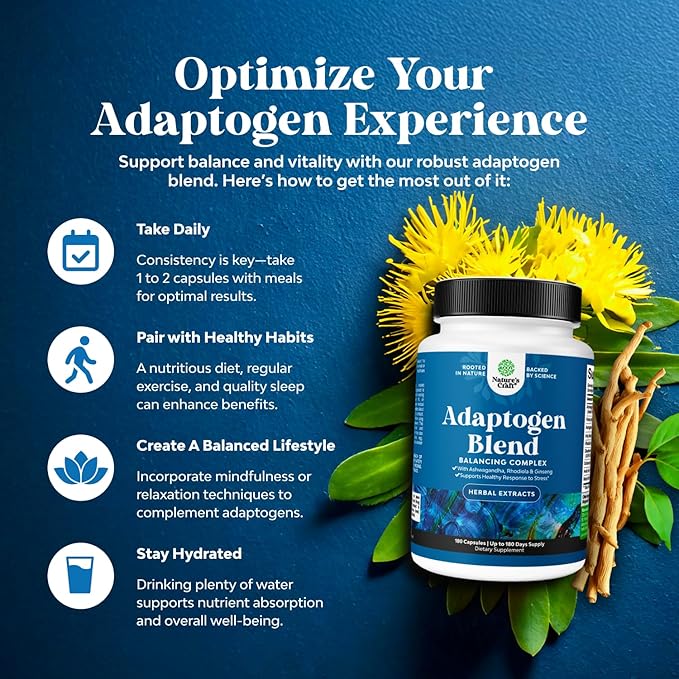 Herbal Adaptogen Mood Support Supplement - Calming Adaptogens Supplement for Stress &amp Cortisol Management with Ashwagandha Rhodiola Rosea &amp Maca Root - Vegan Non GMO &amp Daytime Friendly -18