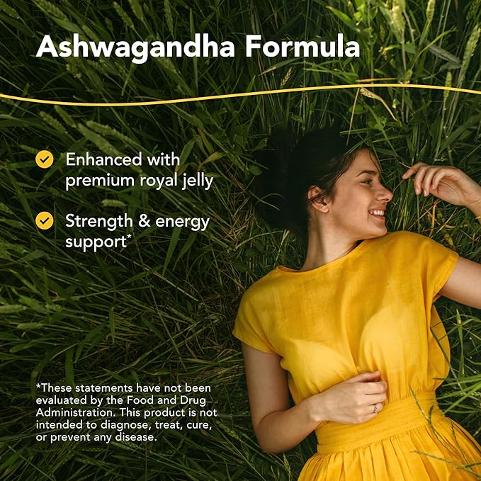 NORTH AMERICAN HERB &amp SPICE Ashwagandha - 60 Capsules - Enhanced with Premium Royal Jelly - Strength &amp Energy - Non-GMO - 30 Servings