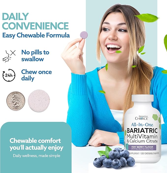Bariatric Choice All-in-One Chewable Bariatric MultiVitamin with Iron &amp Calcium Citrate Very Berry (120ct)