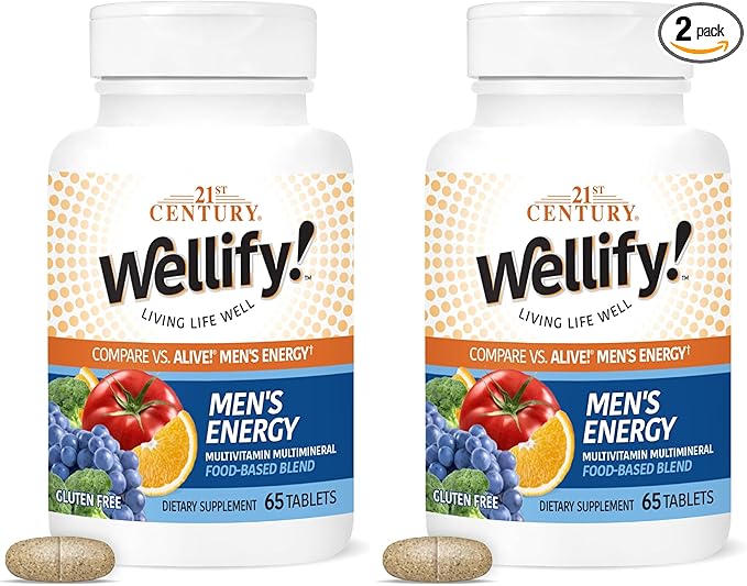21st Century Wellify Men's Energy Multivitamins with Minerals 65 Count (Pack of 2)