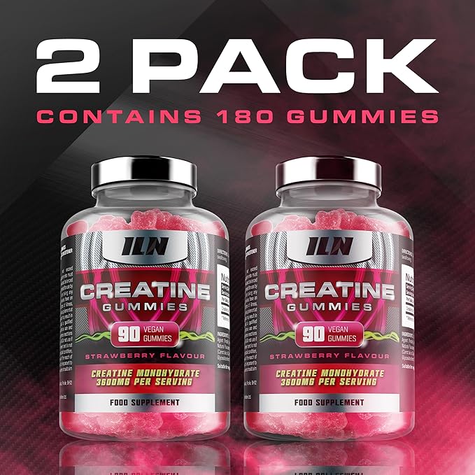 Iron Labs Nutrition Creatine Monohydrate Gummies (180 Gummy Bears) - 3600mg Per Serving - LAB Tested - Strawberry Flavor - High Strength Creatina for Men &amp Women (180 Vegan Gummys)
