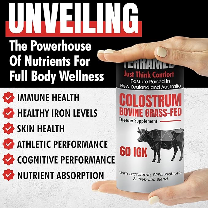 Colostrum Supplement | Bovine Grass Fed Colostrum with 60% IgG | with Lactoferrin PRPs Probiotics &amp Prebiotics | Gentle on Kids &amp Adults | GMO-Free | Tastes Delicious | 90 Gummies