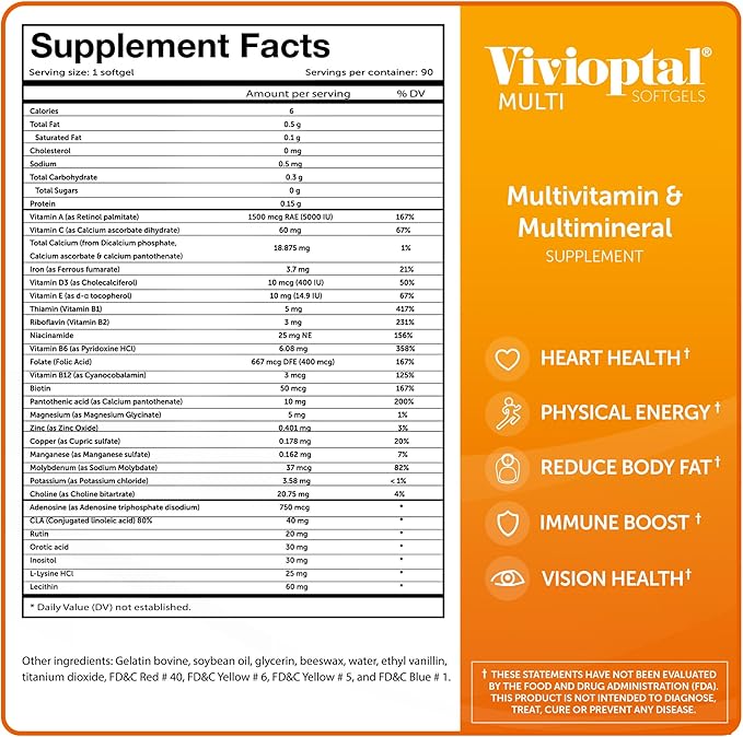 Vivioptal Multi 90 Softgels Multivitamin &amp Multimineral Gluten Free German Formula