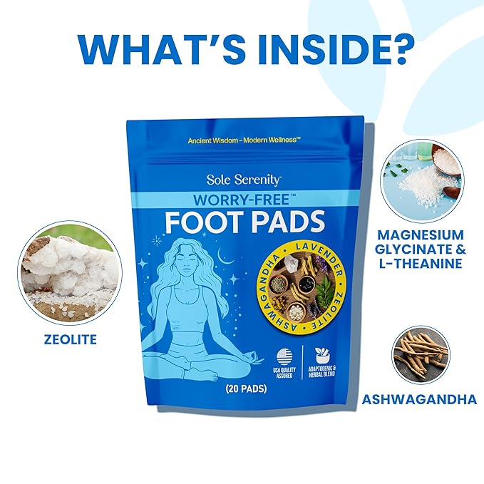 Sole Serenity 2 Pack Worry-Free &amp Good Night Foot Pads Bundle Minerals &amp Herbal Blends for Nightly Self-Care.