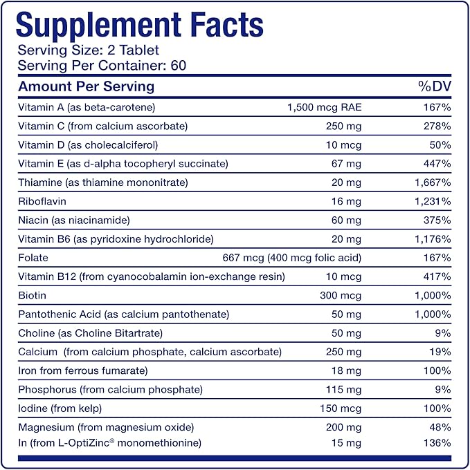 30-in-1 Adult Multivitamin with Iron - Antioxidant Rich Over 50 Multivitamin for Women and Men with Vitamins A C D E B Complex Zinc Magnesium Myo Inositol Citrus Bioflavonoids &amp More - 2 Month Sup