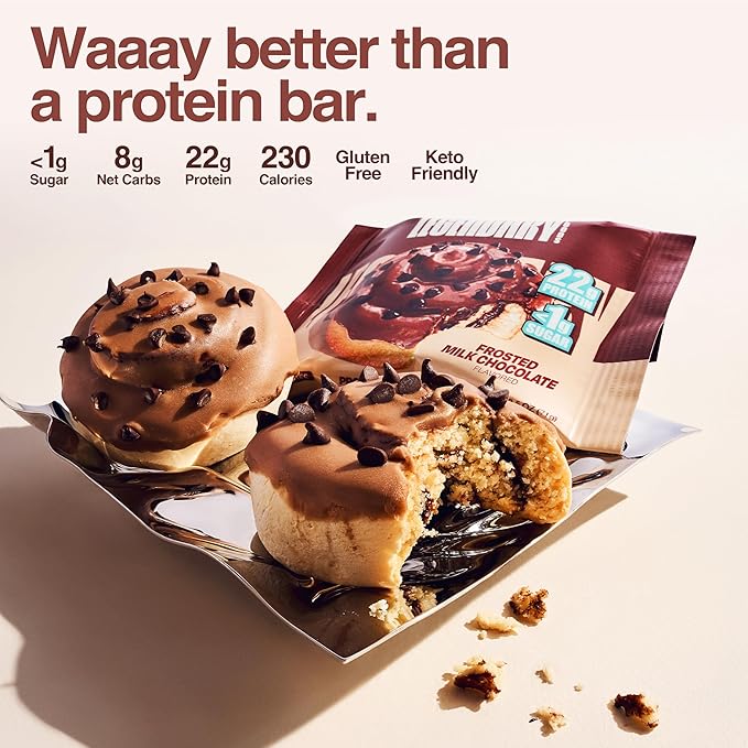 Legendary Foods Cinnamon Roll 22g Protein Bars – Gluten-Free Low Carb Meal Option – Sweet Zero Sugar Snack Keto-Friendly – 10-Pack High Protein Pre- or Post-Workout Nutrition Bars - Milk Chocolate