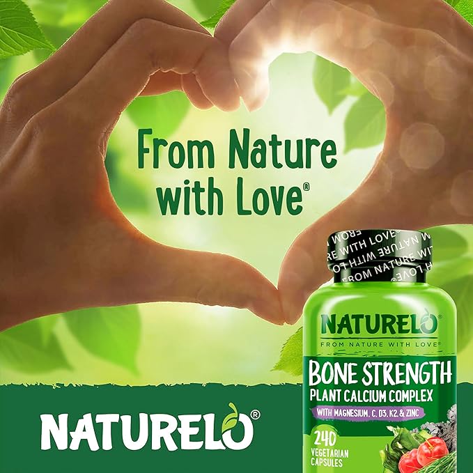 NATURELO Calcium Supplement - for Bone Strength with Calcium 600mg - 240 Vegetarian Capsules and One Daily Multivitamin for Women 50+ (Iron Free) - 120 Capsules - 4 Month Supply Bundle