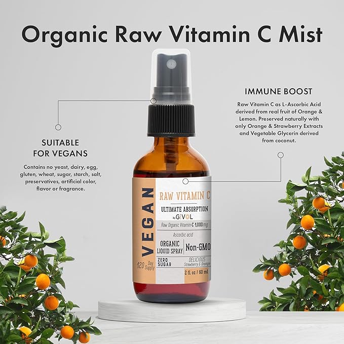 Vitamin D3+K2 Liquid Drops (MK4 &amp MK7) Organic Fractionated Coconut Oil and Vitamin C Extra Strength Spray Mist: Daily Absorption Liquid Extract Essential Protein Support Optimizes Wellness Bene