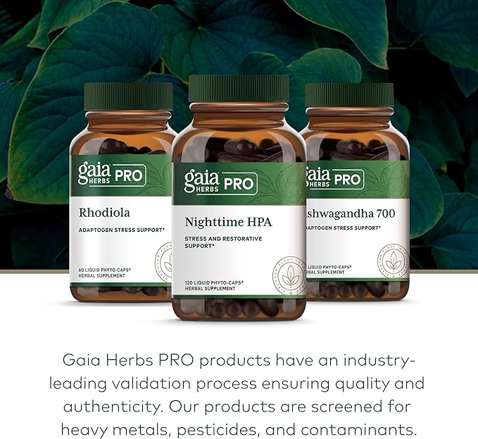 Gaia Herbs Pro Nighttime HPA - Restorative &amp Healthy Sleep Support Supplement* - Relaxation Support Supplement* with Ashwagandha Root Extract &amp Cordyceps Mushroom - 120 Liquid Phyto-Caps (60 S