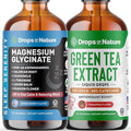 Drops Of Nature Magnesium Glycinate &amp Ashwagandha Drops (Mixed Berry 60mL) &amp Green Tea Extract Liquid Drops (Pineapple 60mL) – Vegan Non-GMO Fast Absorbing – Balanced Energy Daily Clarity