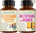Glucosamine Chondroitin Turmeric + Multivitamin for Women 2-Bottle Supplement Bundle for Her. Healthy Immune Response Joint Support Antioxidant Properties