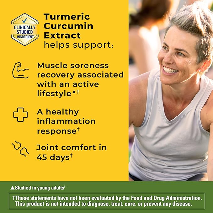 Nature Made High Absorption Turmeric Curcumin Supplement Capsules Turmeric Supplement Muscle and Joint Support 30 Capsules 30 Day Supply