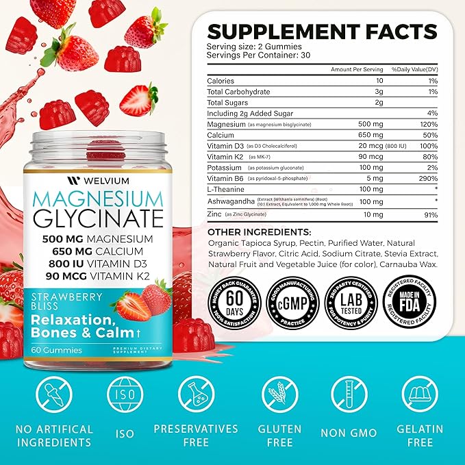 Liquid Vitamin D3 K2 A + Magnesium Gummies - Immune &amp Relaxation Support