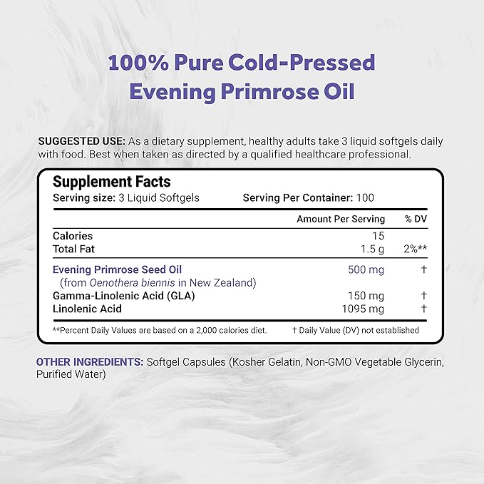 Naturalis Evening Primrose Oil (Cold Pressed) | 100% Natural from New Zealand | Non-GMO Soy &amp Gluten Free Zero Filler | 300 Mini-Softgels