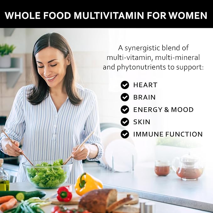 Whole Food Natural Four-a-Day Multivitamin and Mineral Capsules for Women – All-Day Energy Inner Zen and Stronger You (120 Capsules)