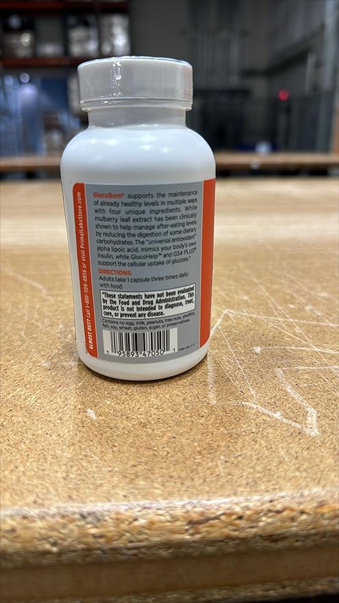 Primal Labs GlucoBurn Support Supplement with White Mulberry Leaf Extract and Alpha Lipoic Acid 90 Veg capsules